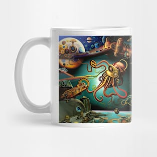 Orbiter steampunk squid, AI art Mug